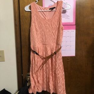 pink dress with belt